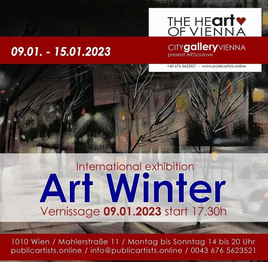 Art Winter international exhibition poster, 9–15 January 2023, CITYgalleryVienna.
