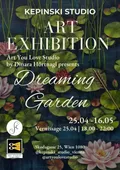 Dreaming Garden art exhibition poster, 25 April–16 May, Kepinski Studio, Skodagasse 25, Vienna.