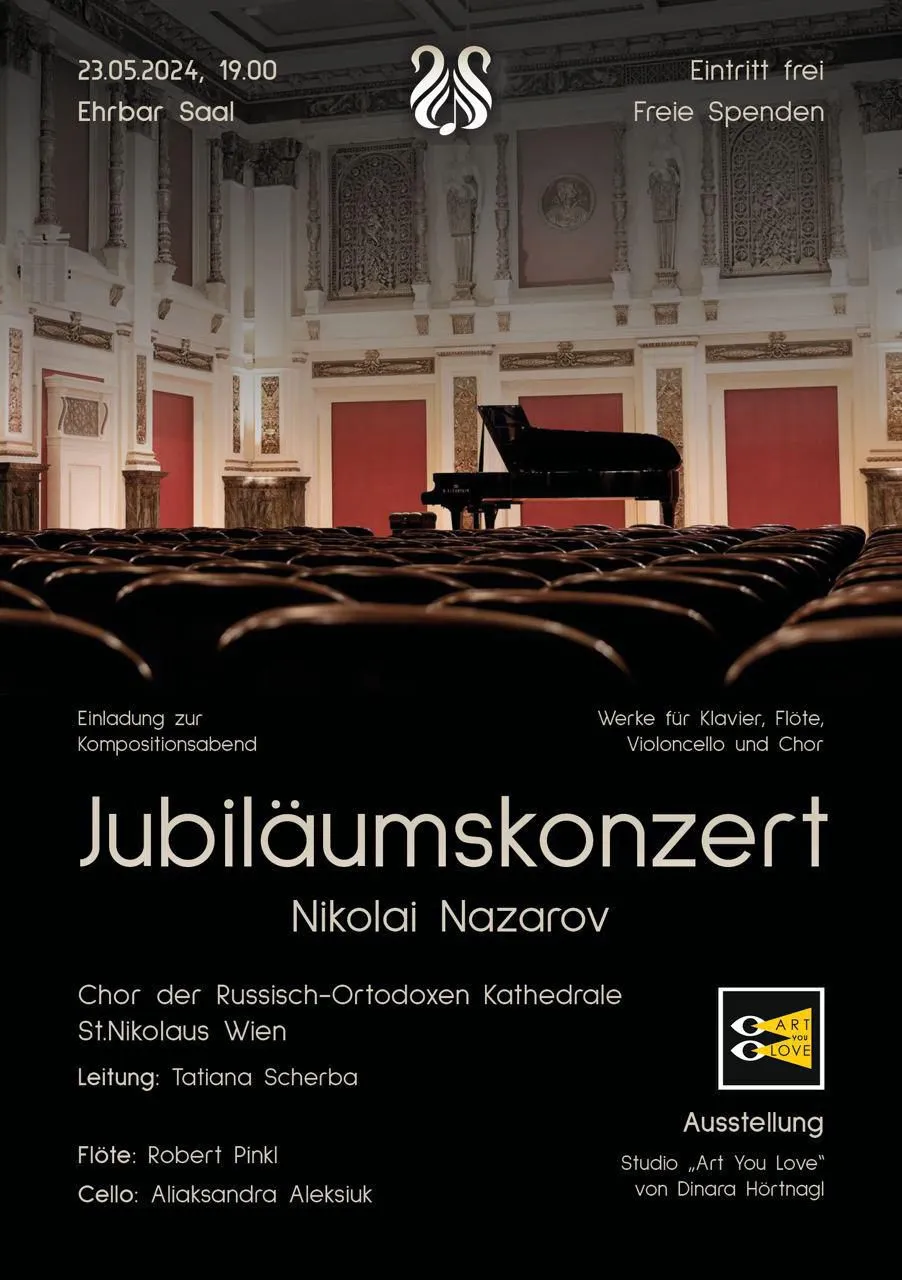 Jubiläumskonzert Nikolai Nazarov with Art You Love studio exhibition, 23 May 2024, Ehrbar Saal.